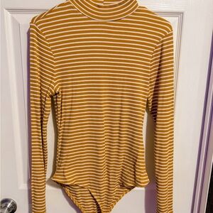 Striped Mustard Long Sleeve Bodysuit